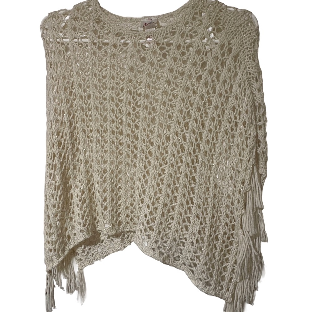 Elegant Justice Ivory Sparkly Knit Poncho XS/S